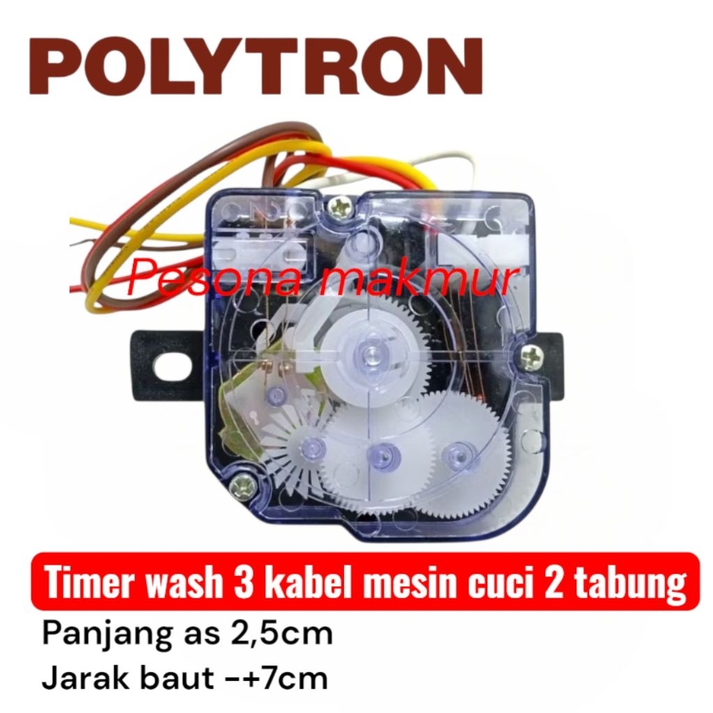 Timer wash mesin cuci polytron 2 tabung 3 kabel/timer mesin cuci polytron