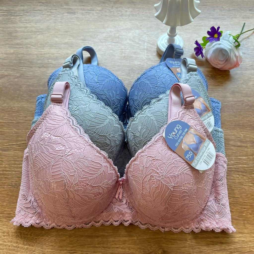 YOUNG CURVES BRA 34C C75 34D 36D 36C 38C BRA BERKAWAT BUSA TIPIS SEDANG