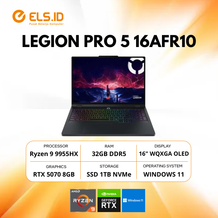 Lenovo Legion PRO 5 16AFR10 AMD Ryzen 9 9955HX 32GB SSD 1TB 16" RTX5070 W11+OH2024
