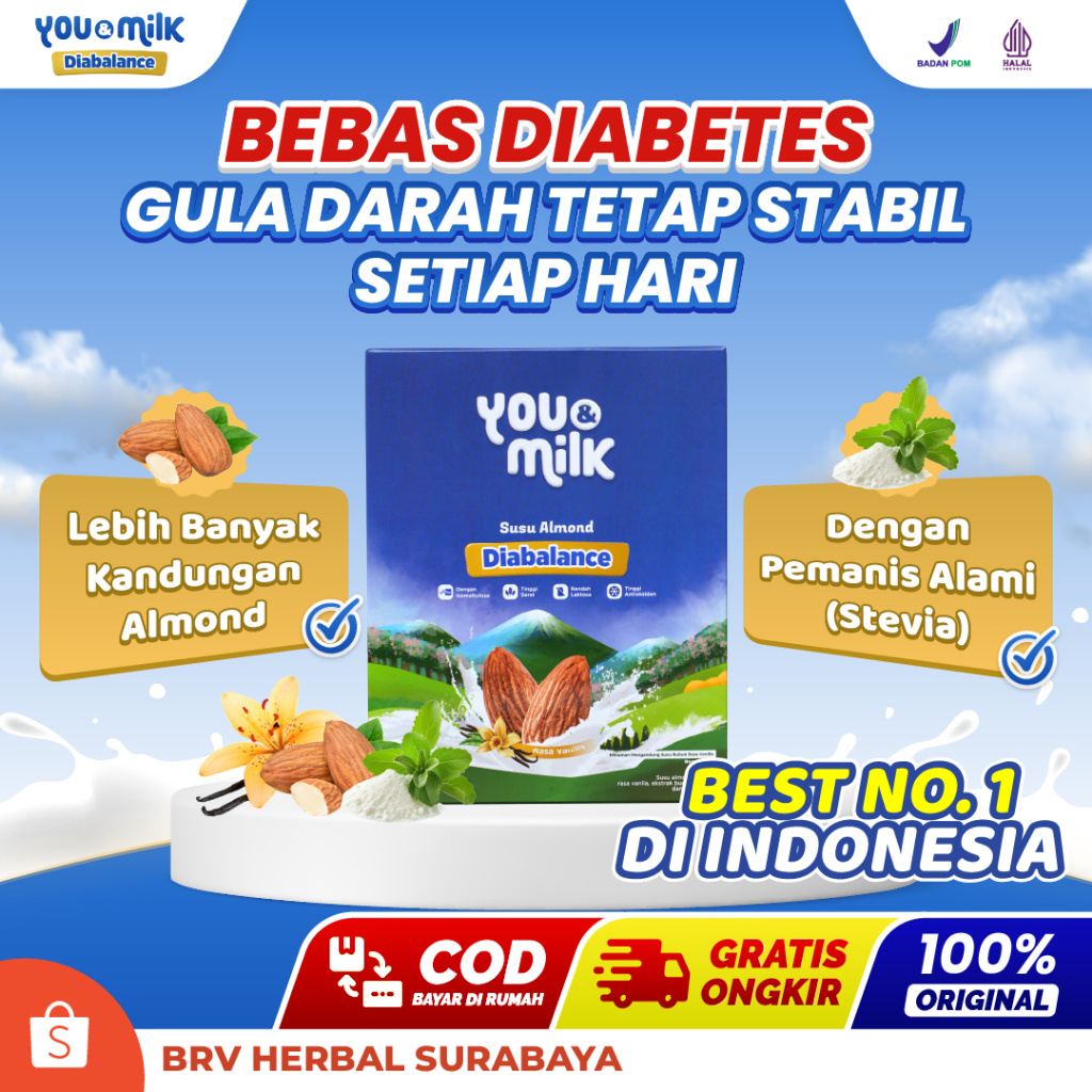 [NEW] YOU & MILK DIABALANCE ORIGINAL – Susu Diabetes Rendah Gula Penurun Gula Darah Susu Almond Atas