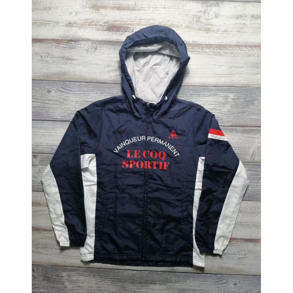 Jaket le Coq Sportif Outdoor Windbreaker vainqueur permanent hoodie motoran hangout unisex navy bran