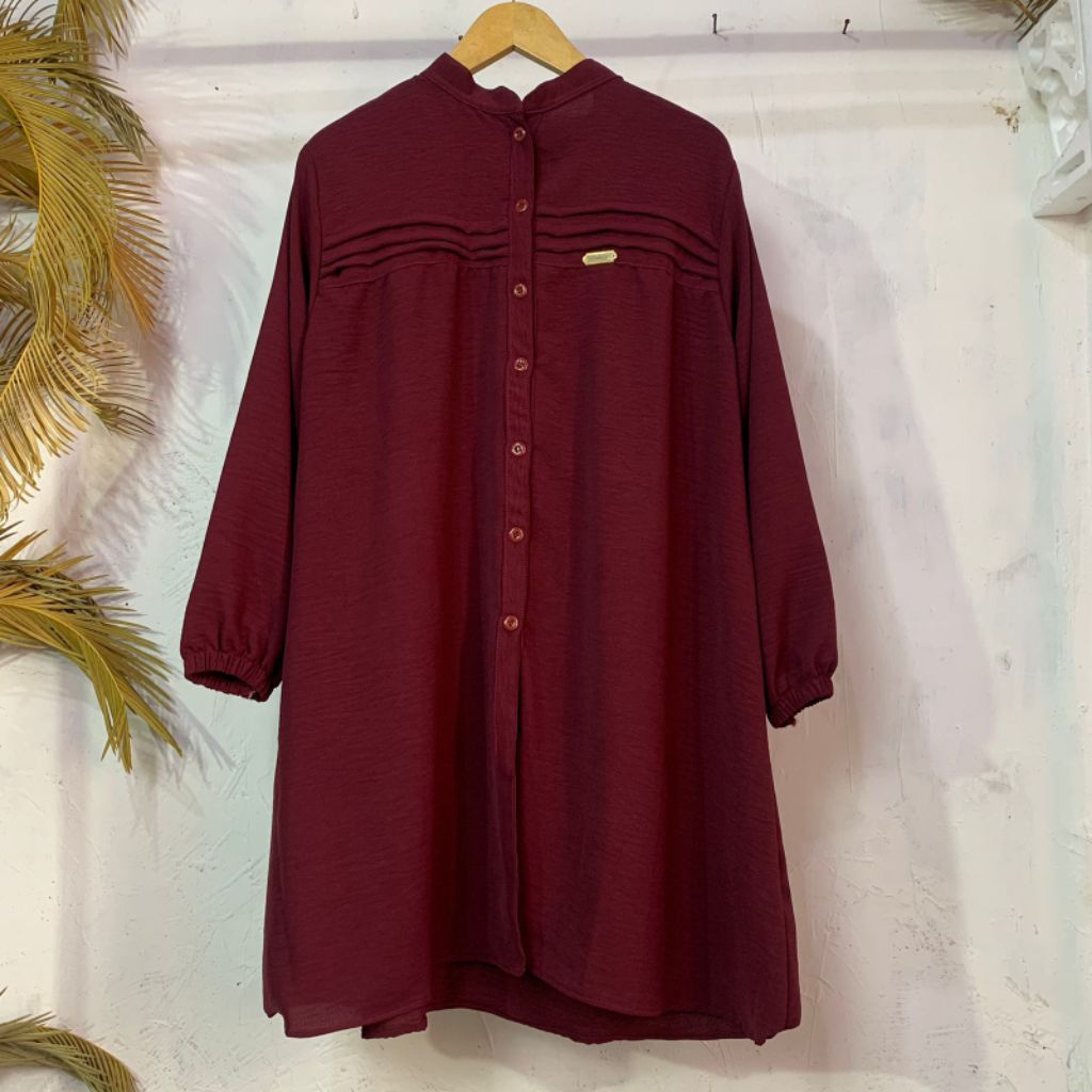 RANIA Atasan Wanita Tunik Warna Maroon Kemeja Tunik Terbaru Termurah