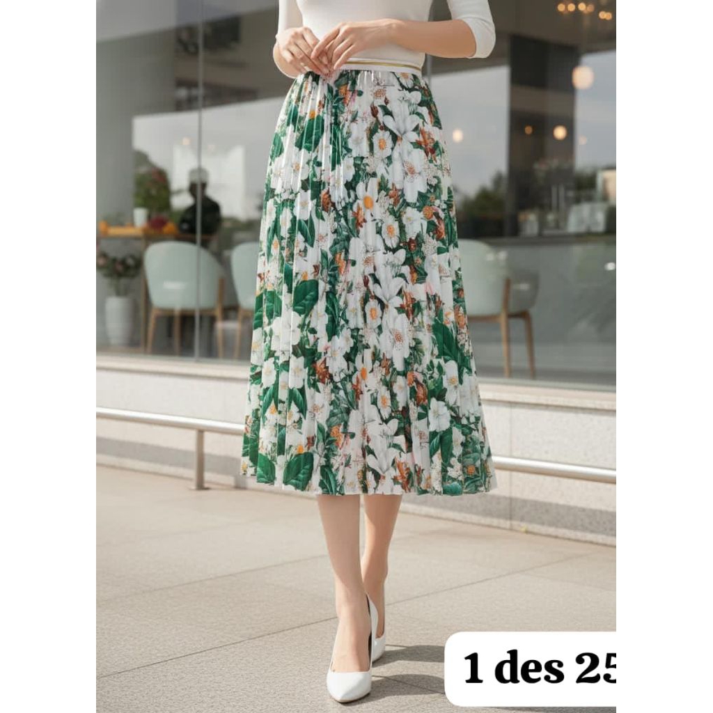 MAXY ROK PLISKET BANGKOK MOTIF FLORAL