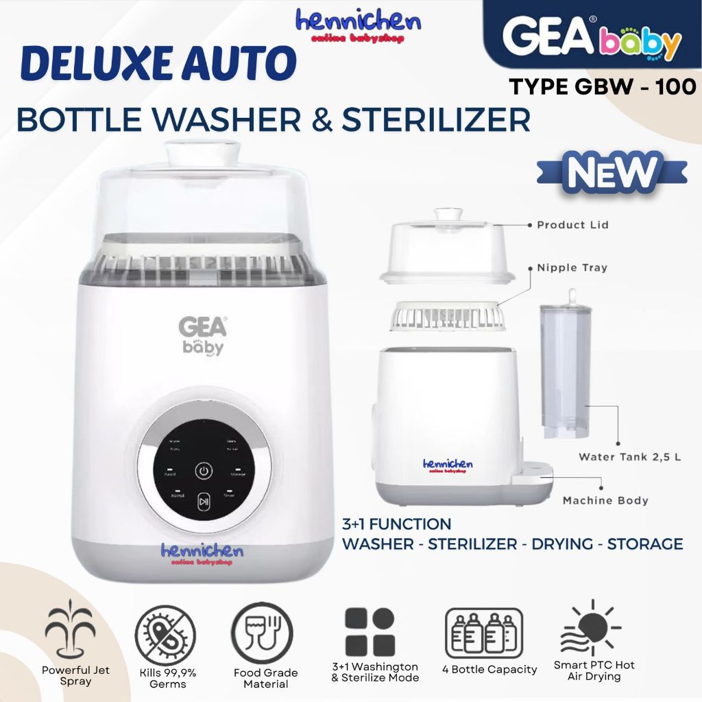GEA Baby GBW-100 Deluxe Auto Bottle Dish Washer & Sterilizer Pencuci Pengering Botol Otomatis