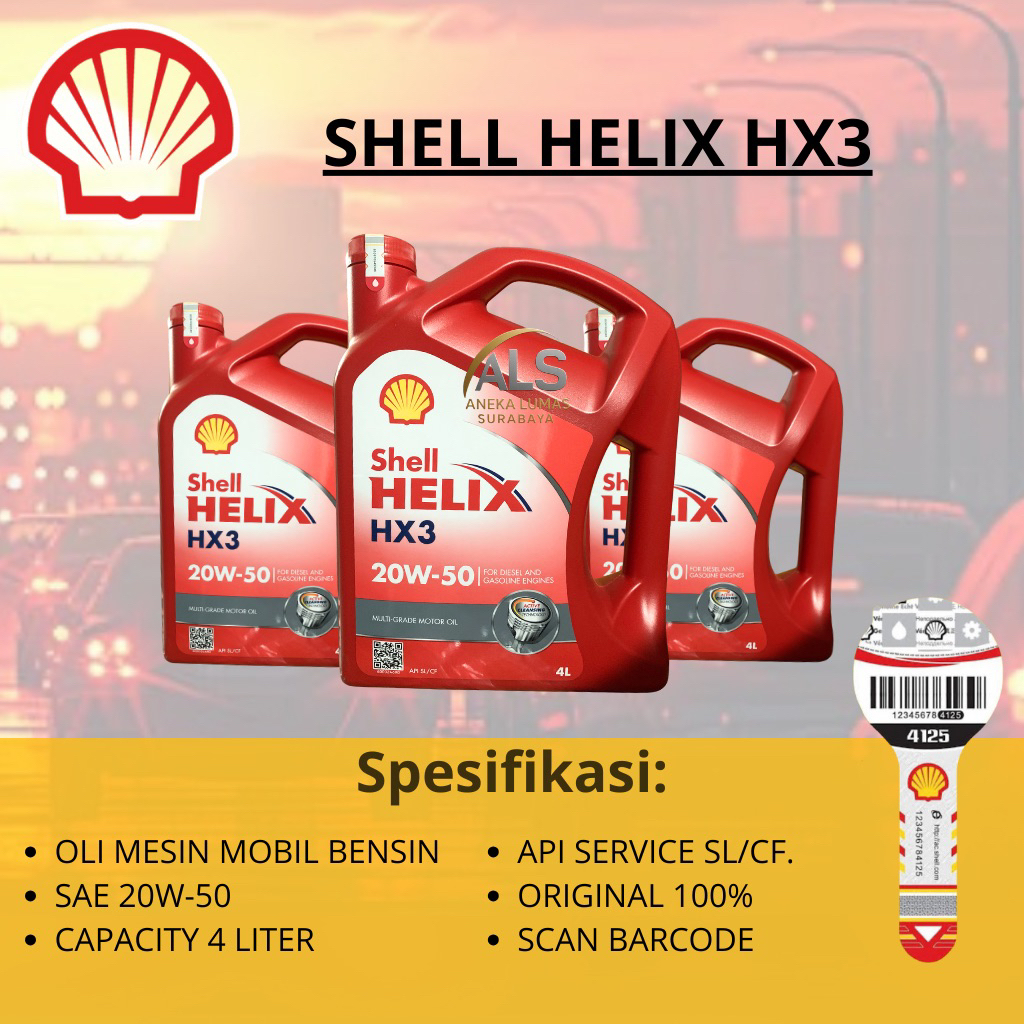 Shell Helix HX3 20w-50 Oli Mesin Bensin Shell helix HX3 sae 20w50 Original