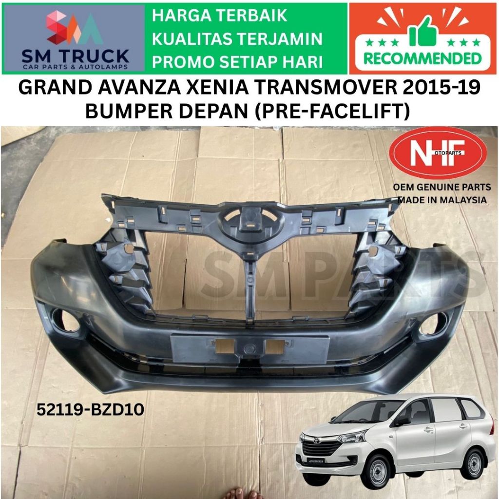 (NHF MALAYSIA) BUMPER BEMPER DEPAN GRAND AVANZA GREAT XENIA TRANSMOVER TIPE G / E 2015 2016 2017 201