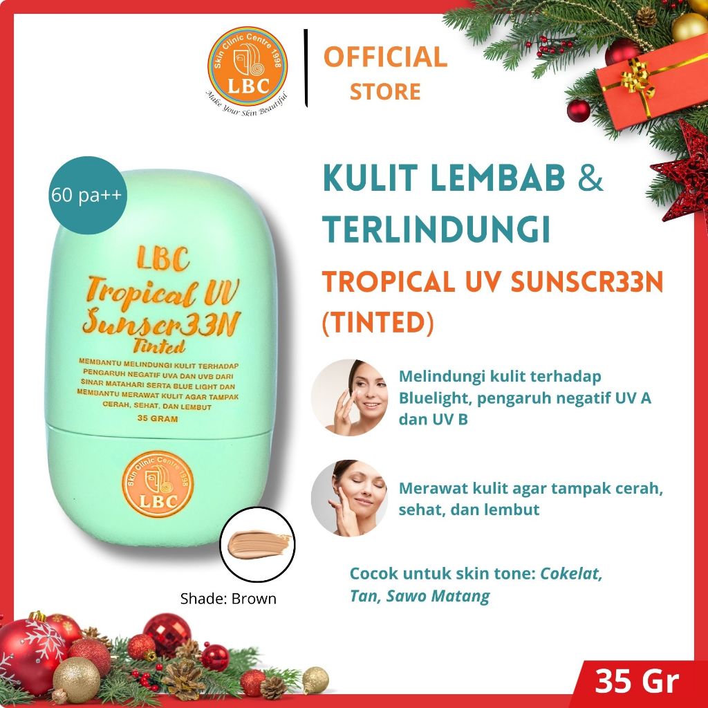 LBC-Tropical UV Sunscreen Tinted 35gr | Sunscreen Mencerahkan  | Menyamarkan Noda Hitam