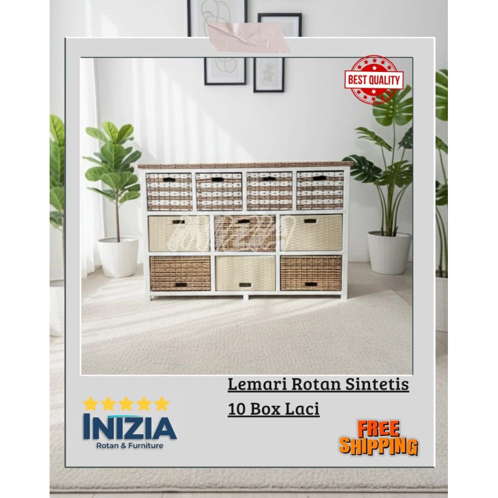 (Ready stok) Lemari laci Rotan Sintetis 10 Box Laci Termurah