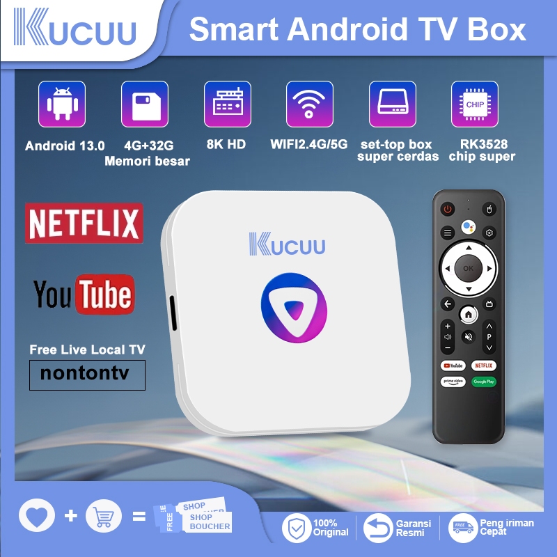 KUCUU Android Tv Box Android 13 OS Ram 4gb Rom 32gb Wifi 5G/2.4G Bluetooth Smart Tv Box 8K Ultra HD