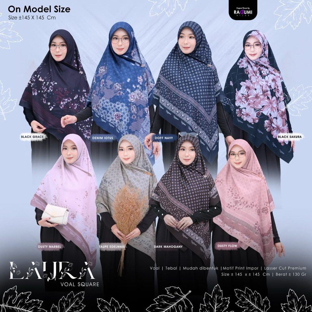 Raqumi Hijab// Jilbab Segiempat Voal// Laura Jumbo Voal ori by Raqumi Hijab