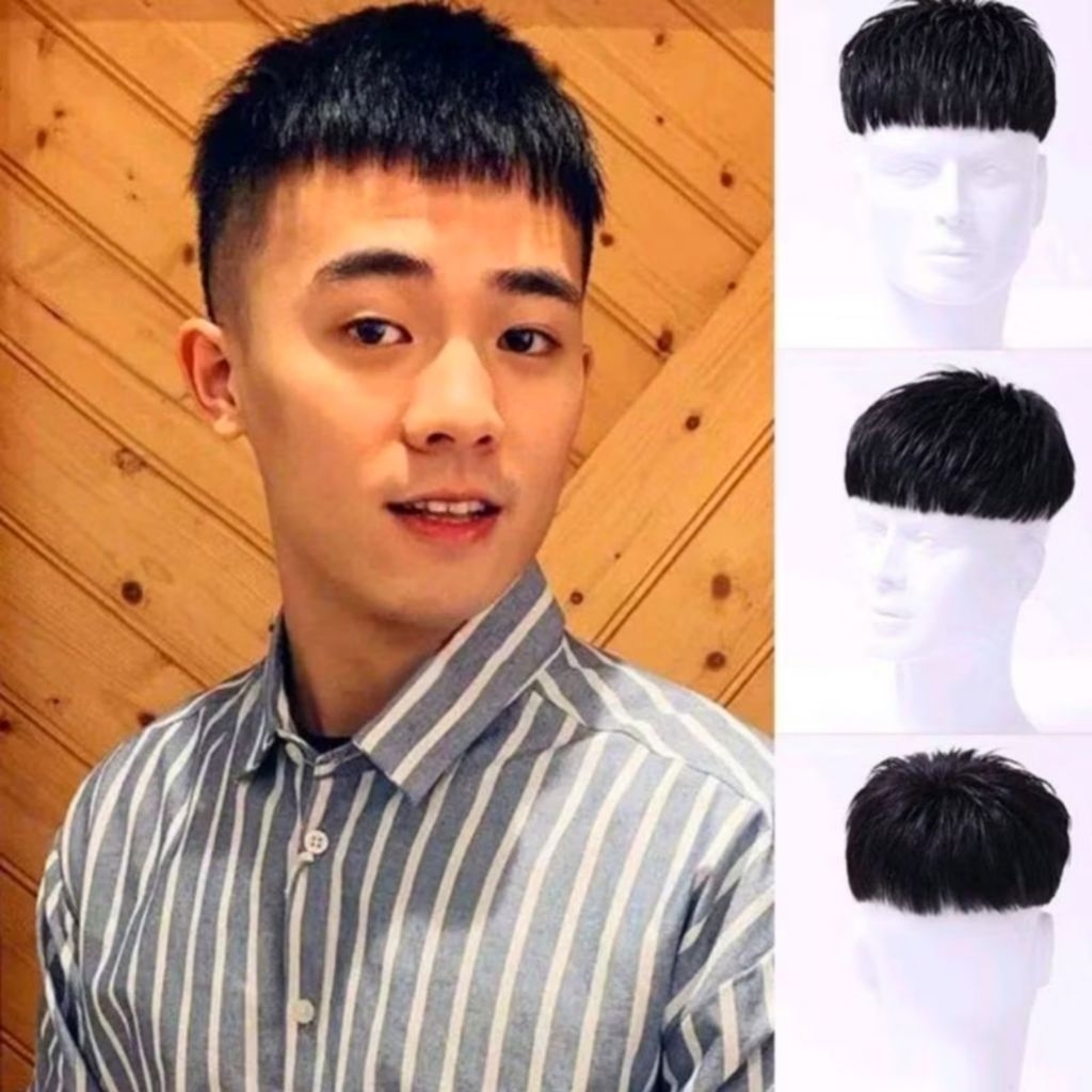 Toupee Pria Pendek Bahan Sintetis Premium/Wig Toupee Pria Korean