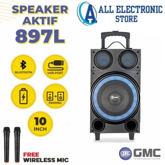 GMC SPEAKER PORTABLE SEPEAKER GMC 897L SPEAKER BLUETOOTH GMC 897L GMC 897 L SPEAKER GMC 10 inch GMC 