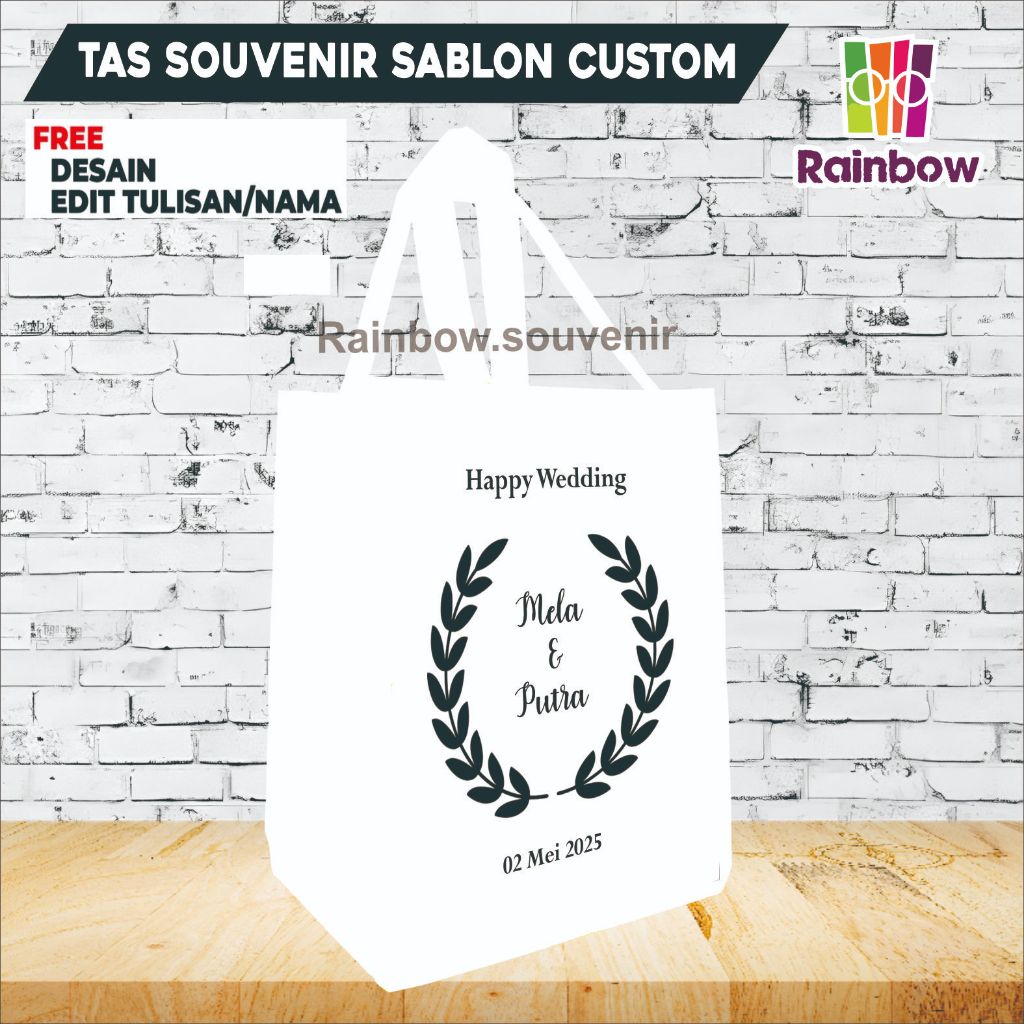 Tas Sablon Custom // Tas Souvenir Pernikahan // Tas Wedding // Tas Spunbond
