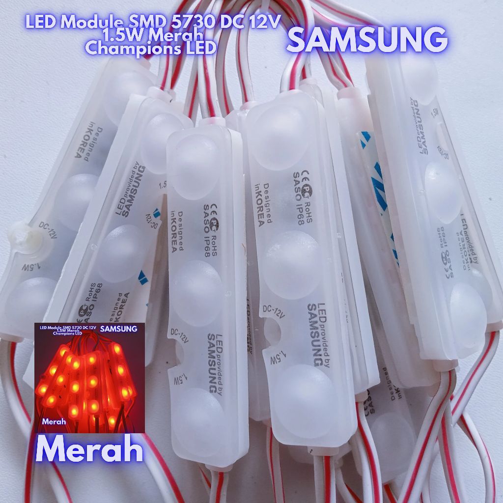 LED Module Samsung Saso SMD 5730 IP68 DC 12V Merah