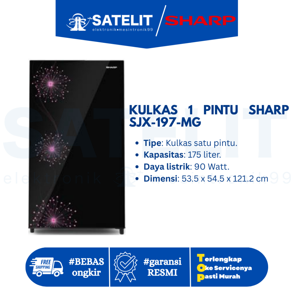 Kulkas 2 Pintu Sharp SJX-197-MG – 197 Liter, Hemat Energi, Freezer Luas & Desain Modern