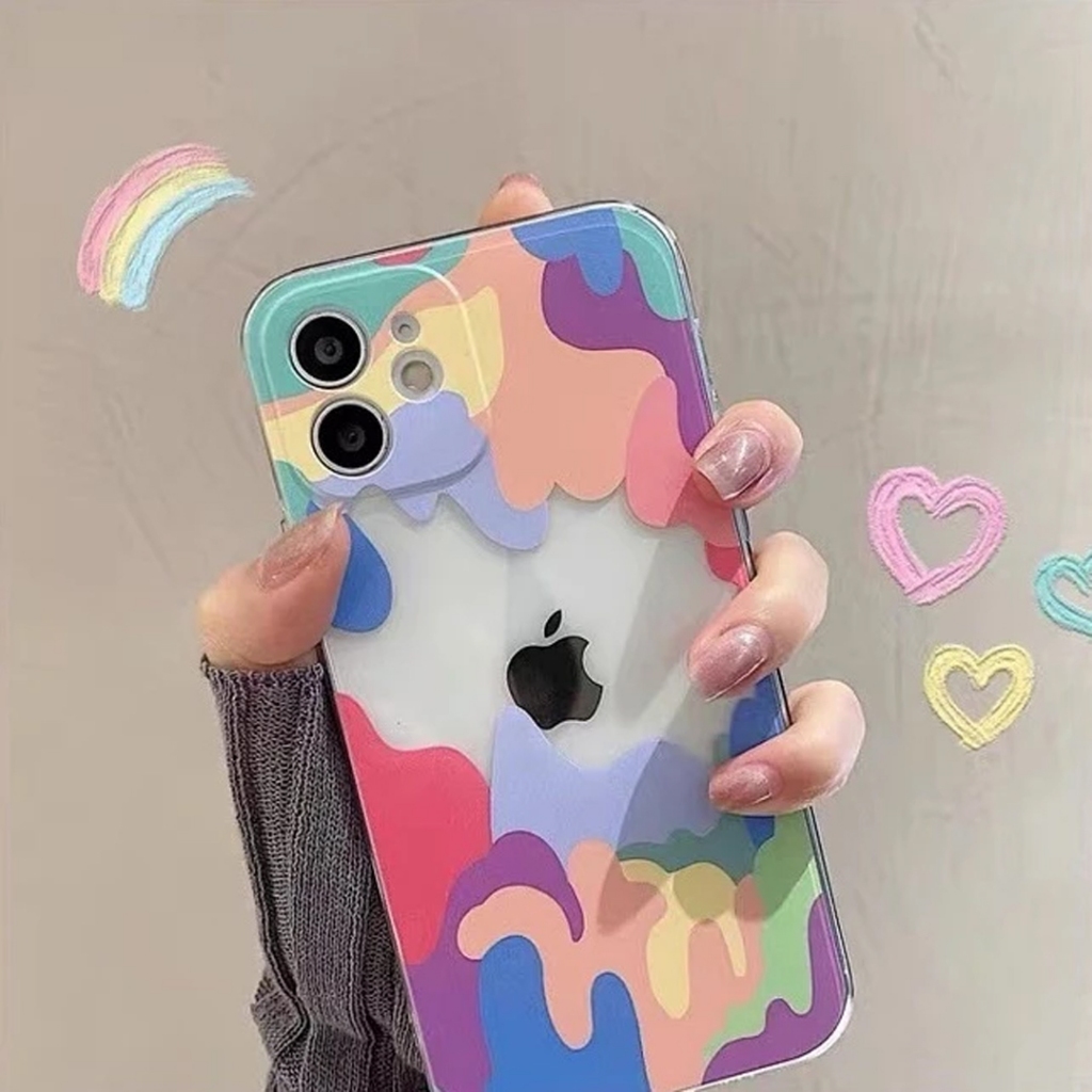 Clear Case Transparan Desain Rainbow Warna Warni For IPHONE 13 PRO