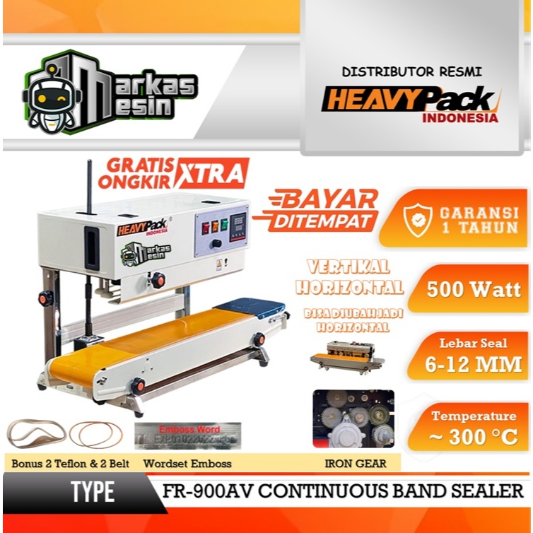 Continuous Band Sealer HEAVYPACK FR-900AH FR-900AV Mesin Sealer Otomatis