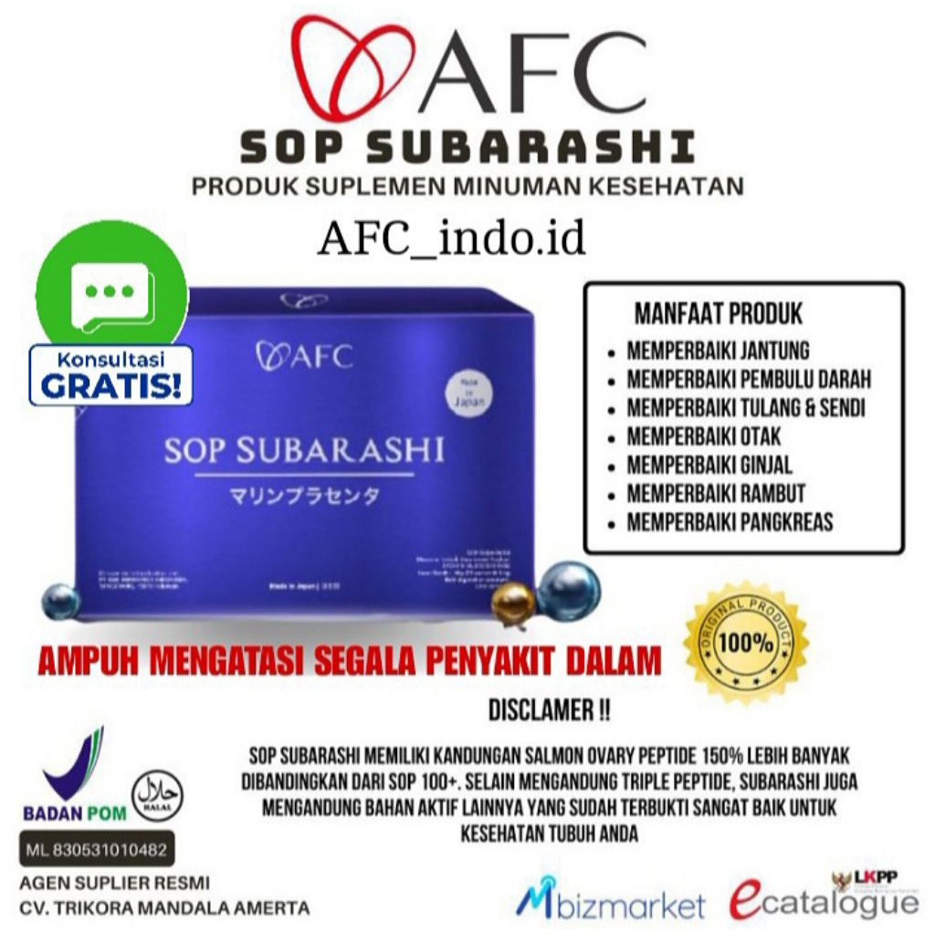 afc#subarashi#gold#utsukushi#suplemen#minuman#kesehatan#bpom