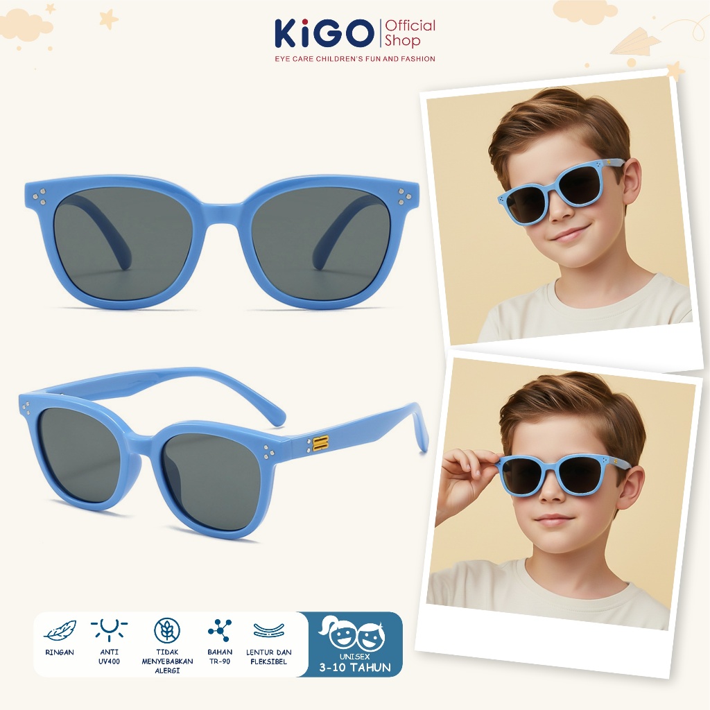 KIGO Kacamata Hitam Anak Sunglasses Polarized Anti UV400 Kotak Fashionable Kids 7-172