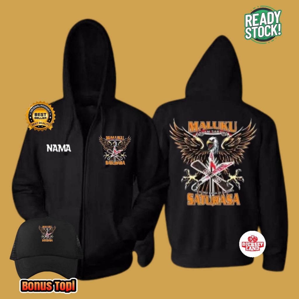 HOODIE ZIPPER MALUKU SALAM SARANE MALUKU SATU RASA ~ BISA PILIH WARNA HOODIE