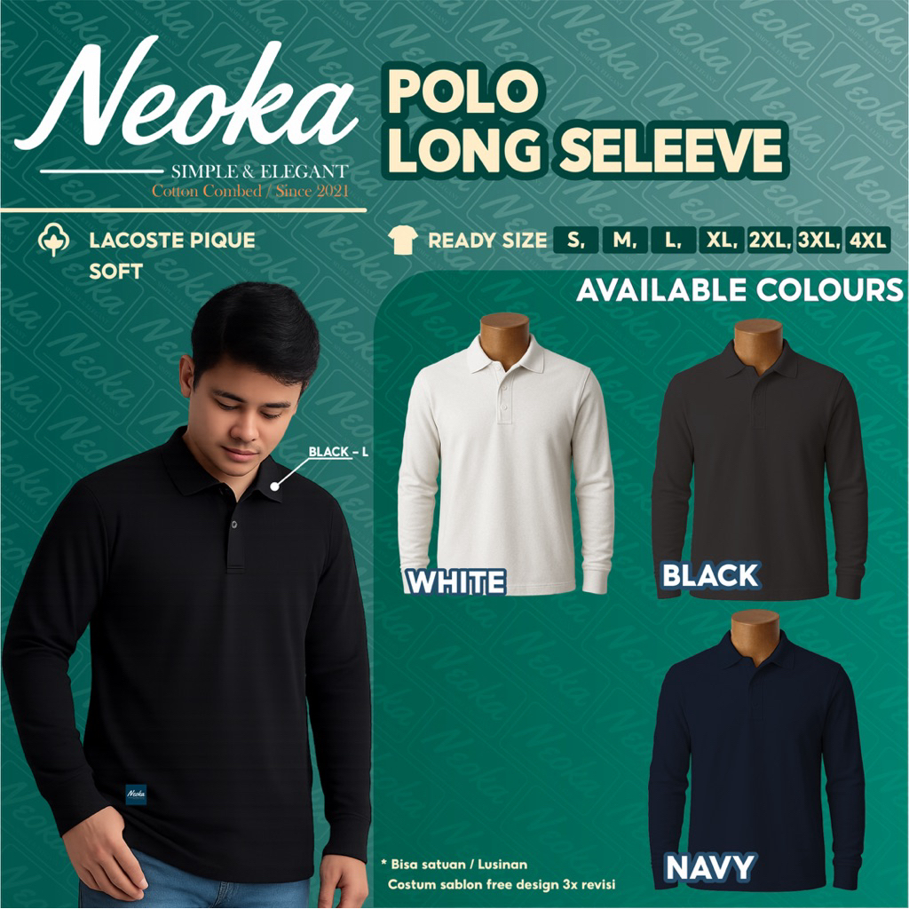 Kaos Polo Lengan Panjang // Polo T-Shirt (Unisex cowok/cewek)