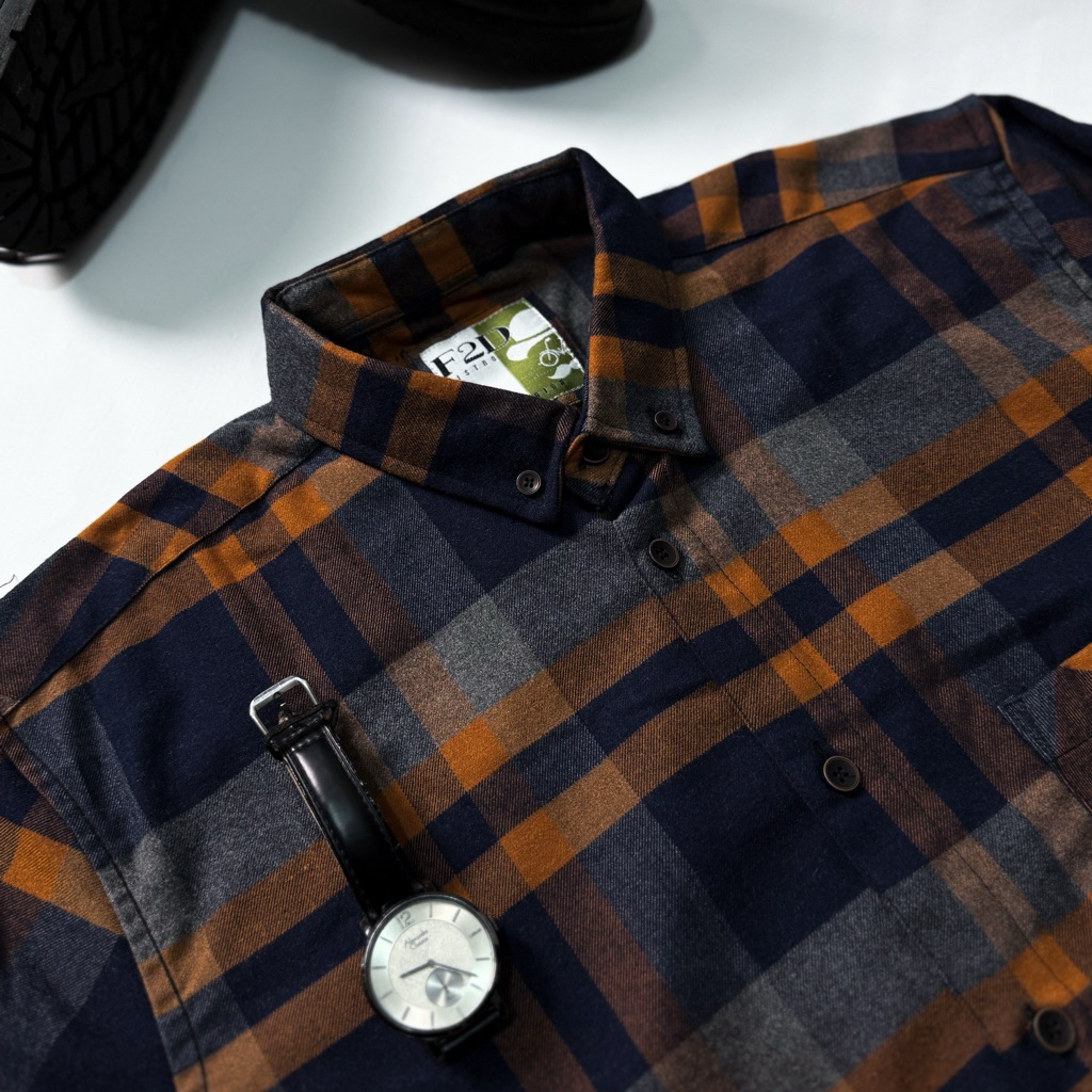 KEMEJA FLANEL F2D LENGAN PANJANG SEMI WOL PREMIUM ET 48