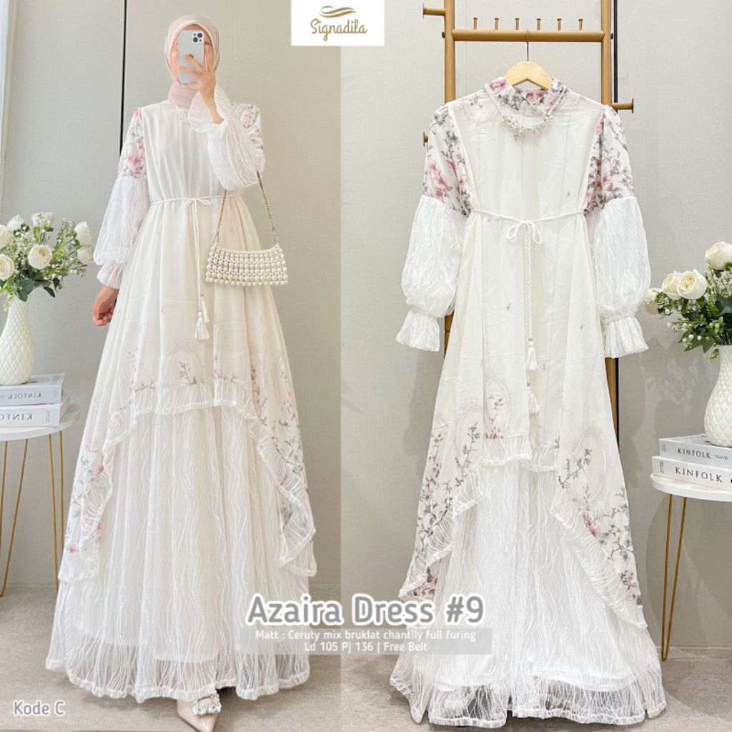 AZAIRA FAZURA FLORA ANAISHA MAXY DRESS CERUTI PREMIUM ORI BY SIGNADILA MEISA //  GAMIS CERUTI BABYDO