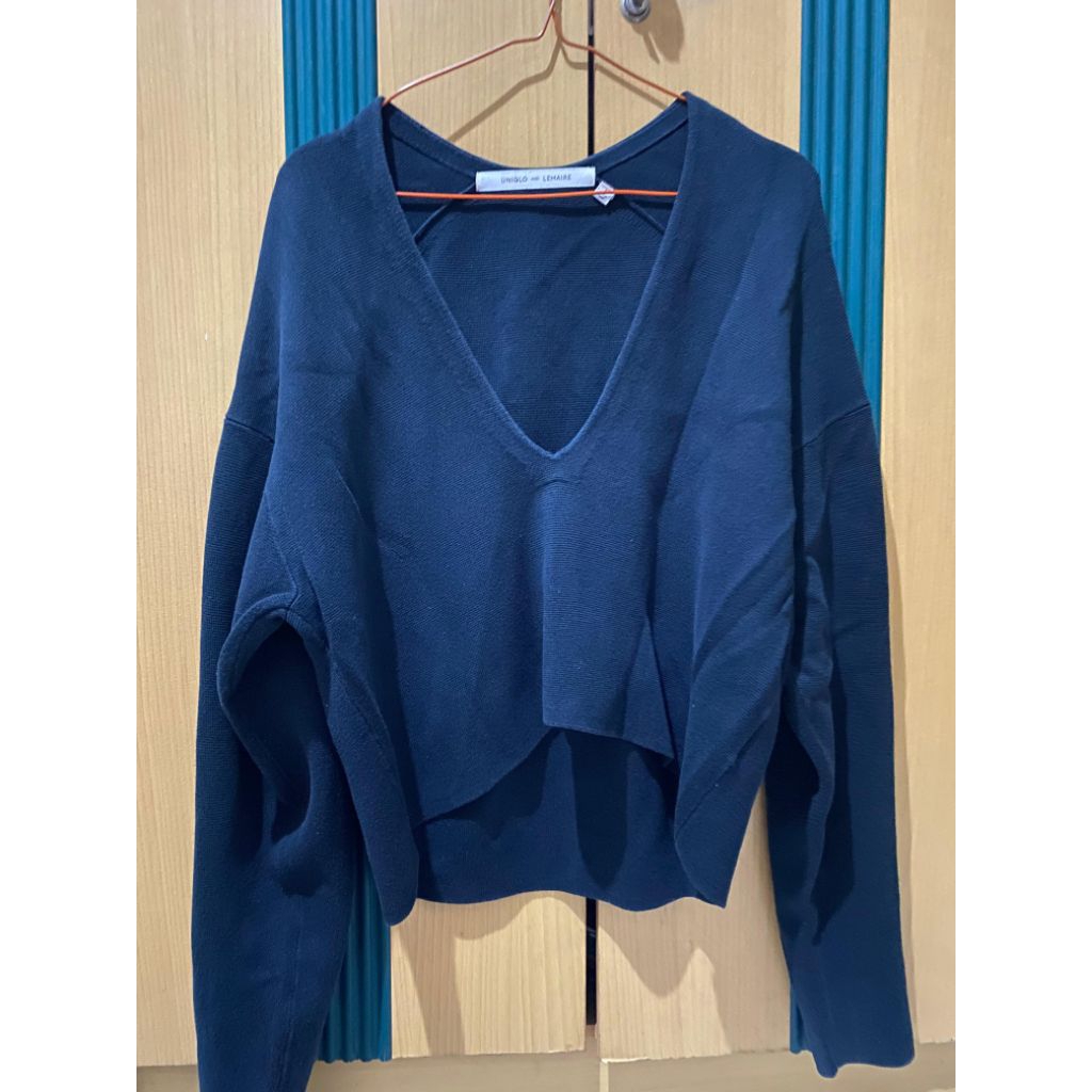 UNIQLO Cardigan Rajut Tebal Crop Wanita Lengan Panjang