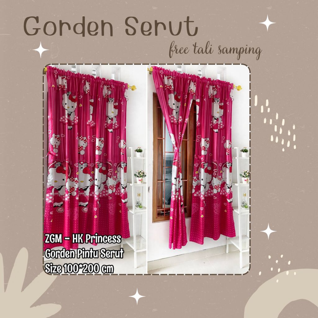 GORDEN PINTU JENDELA MODEL SERUT MOTIF KARAKTER AESTHETIC LUCU CUTE BAHAN KATUN