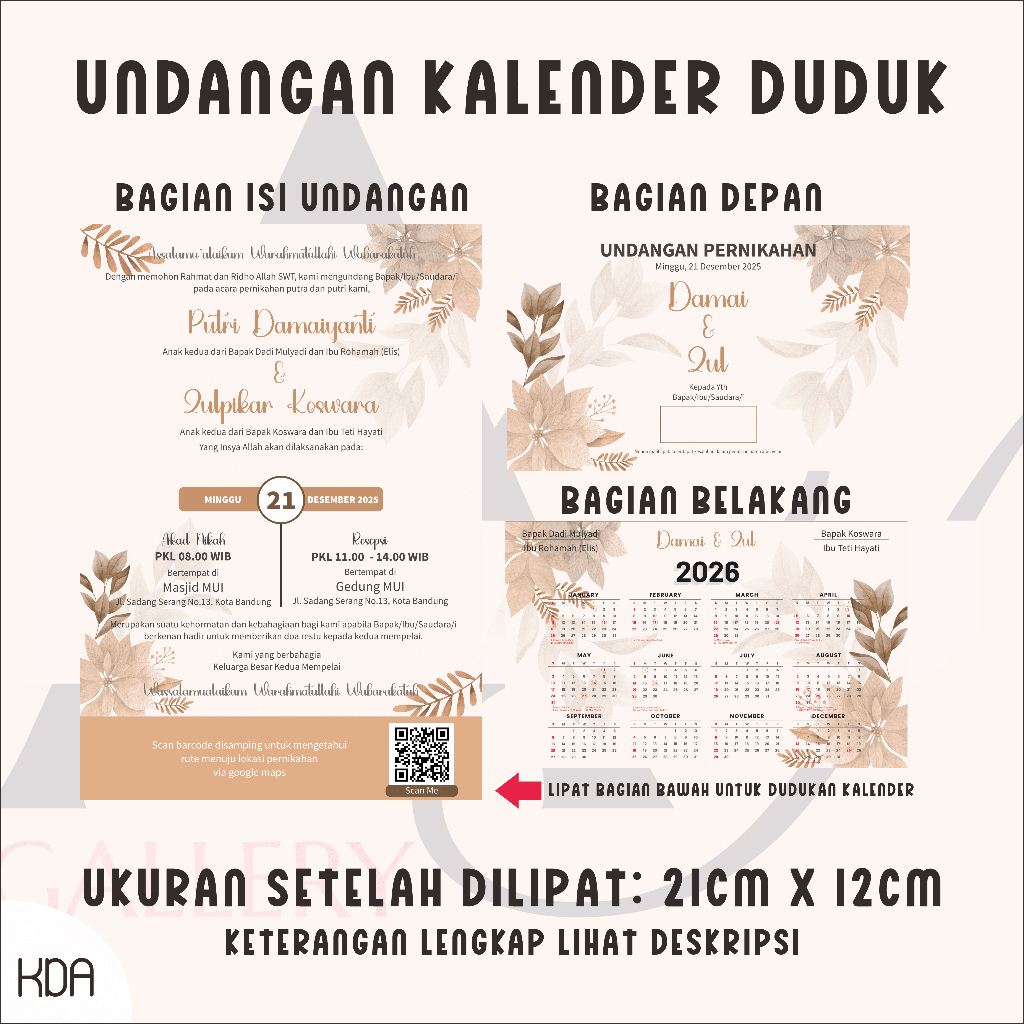 UNDANGAN KALENDER DUDUK/UNDANGAN MURAH/UNDANGAN MINIMALIS/UNDANGAN PERNIKAHAN/UNDANGAN PERNIKAHAN MU