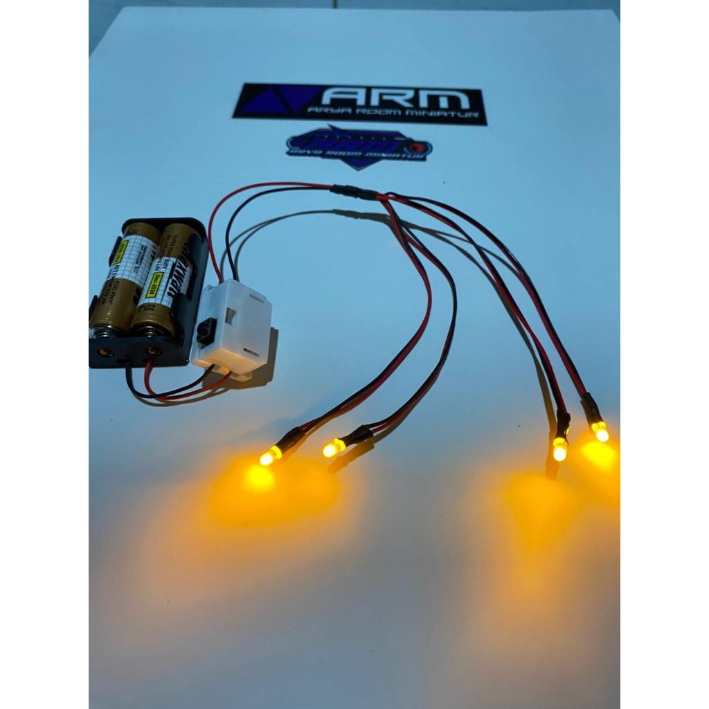 Mini lampu sein hazard 3mode fullset untuk miniatur truck/pick up/dll