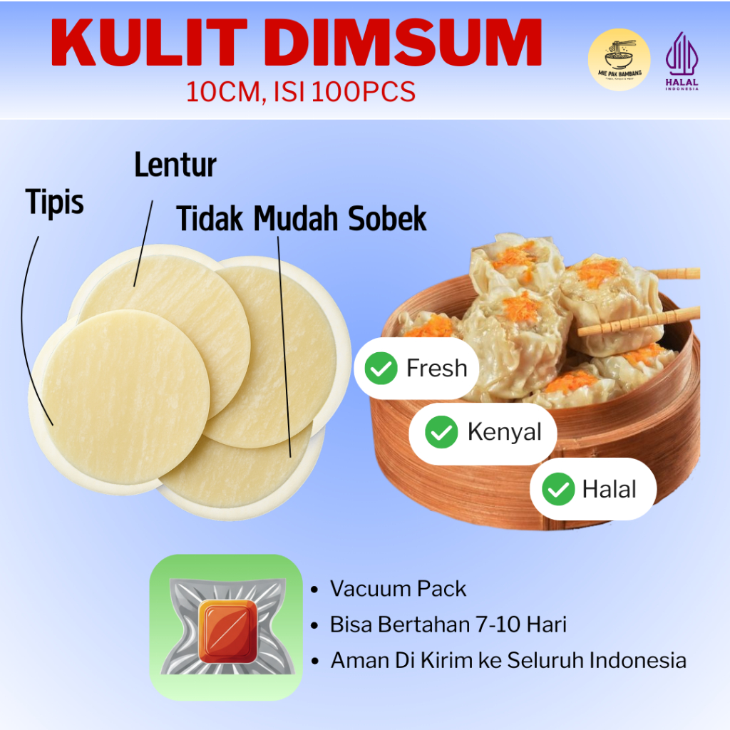 Kulit Dimsum 100% Halal Diameter 10cm isi 100pcs Antik Sobek - Kulit Pangsit Rebus Dumpling Gyoza Pr