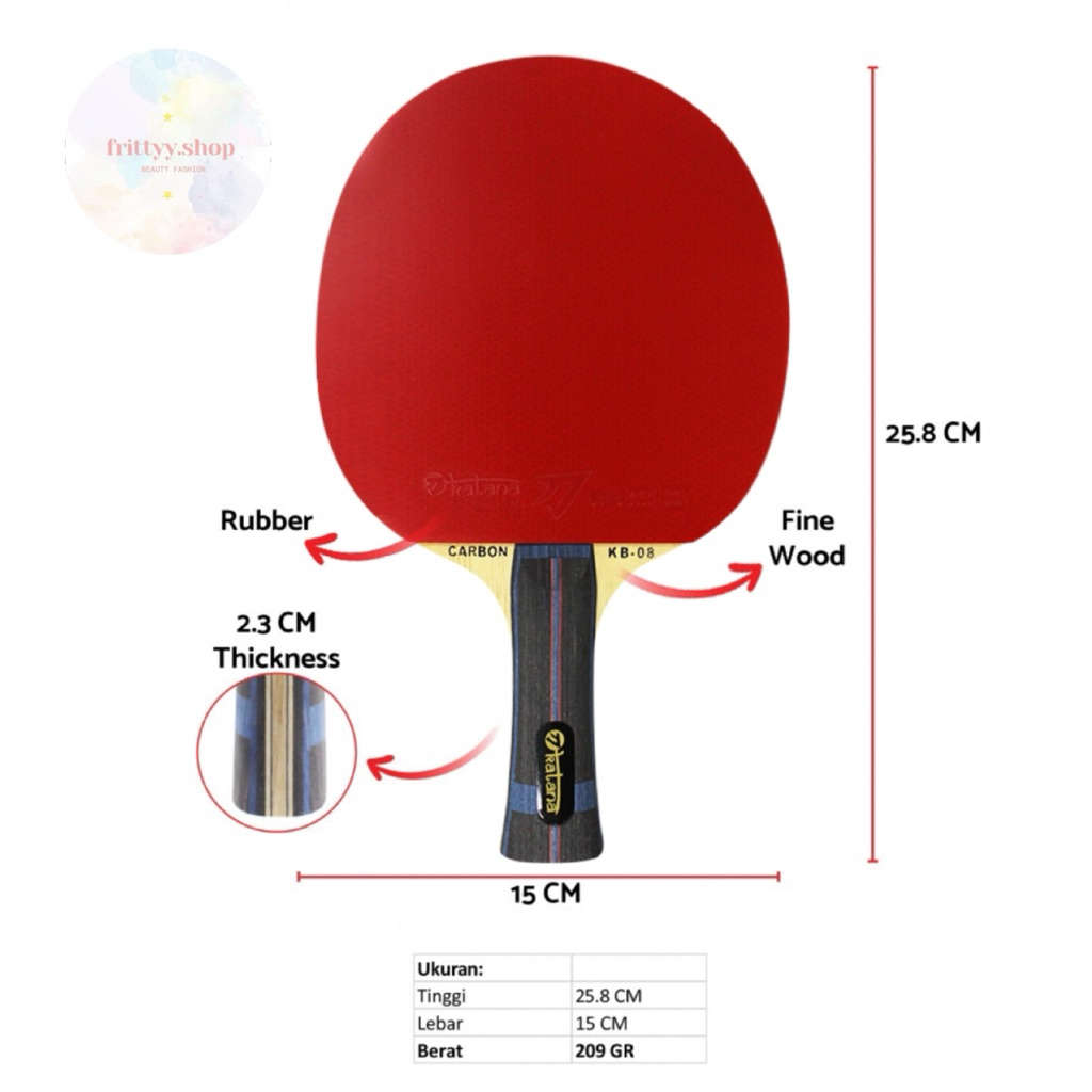 Bet Pingpong Tenis Meja KATANA KB-08 Plus Hard Cover Original