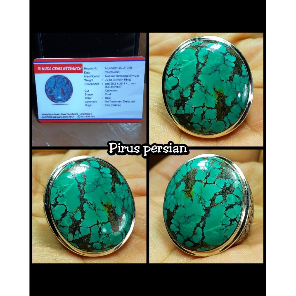BATU PIRUS PERSIA JUMBO FULL PORSLEN + RING PERAK ASLI