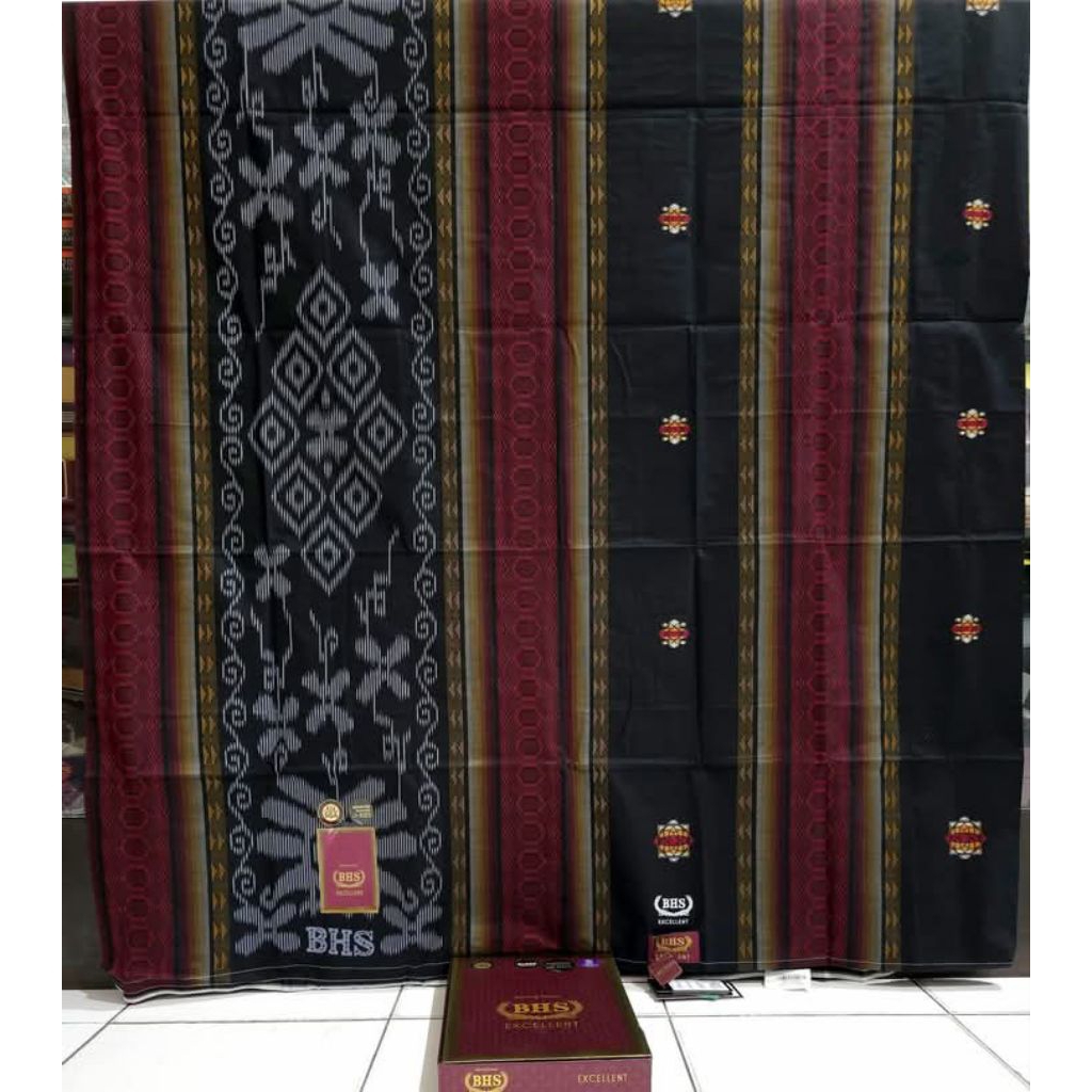 SARUNG BHS EXCELLENT SONGKET SCA,SGA,SGF GOLD HITAM EDITION ORI