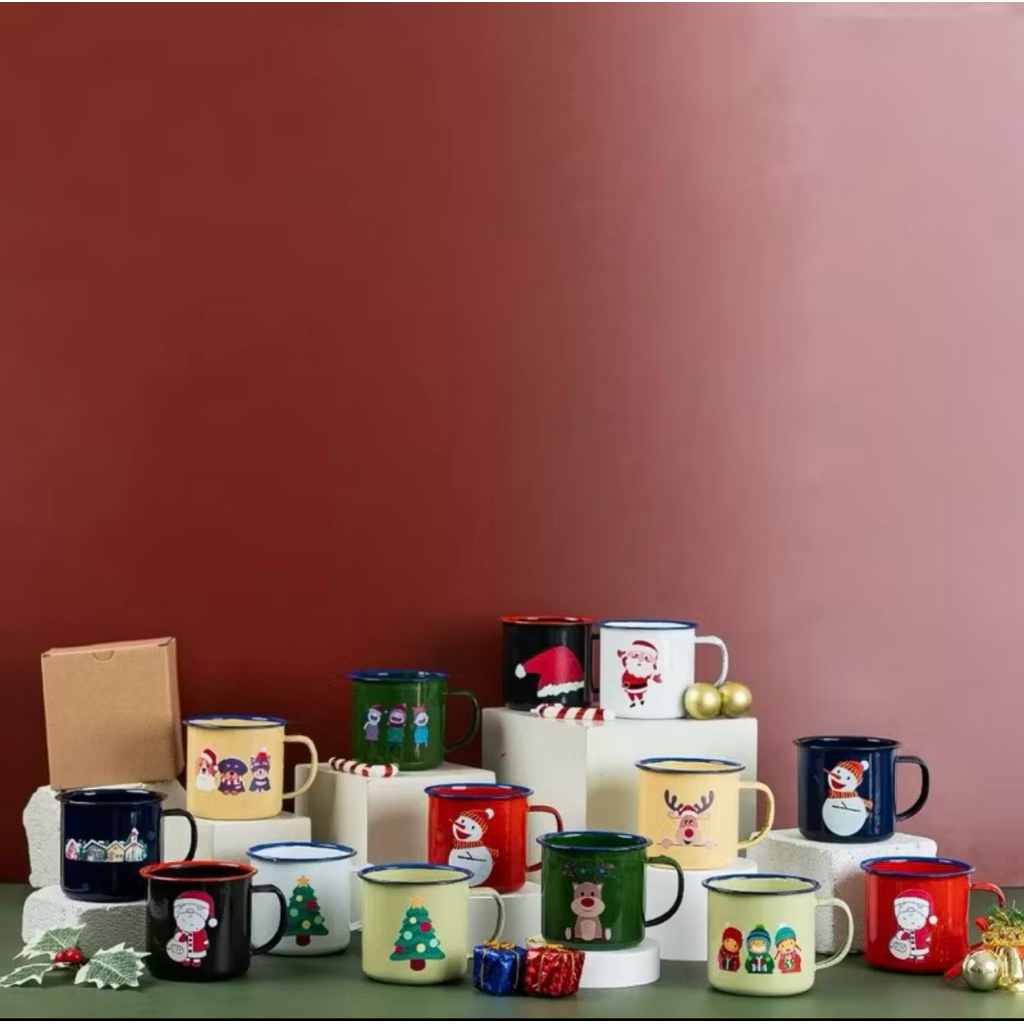 Chirstmas Gift Hampers / Hadiah Natal Mug Enamel Kaleng - Free kartu ucapan dibantu tulis