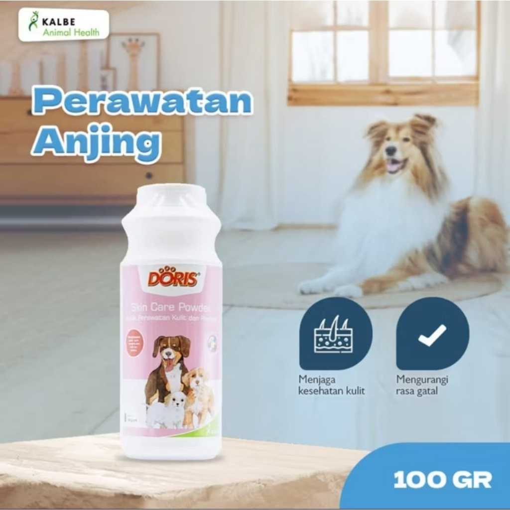 BEDAK DORIS SKIN CARE POWDER 100 GR / PERAWATAN KULIT JAMUR GATAL RUAM PADA ANJING KUCING / BPOM KAL
