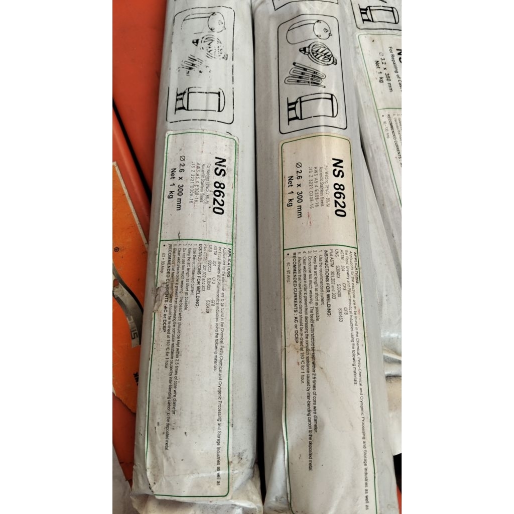 KAWAT LAS STAINLESS STEEL NS-8620 AWS E308-16 Size. 2.6MM NIKKO STEEL Harga 1/2kg