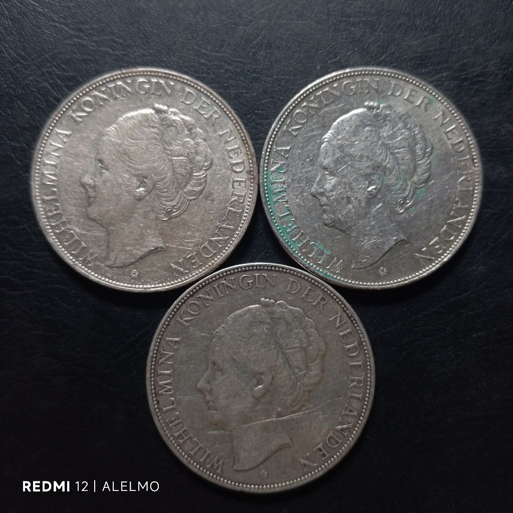 uang koin perak 2½ gulden wilhellmina bekas asli harga perkeping