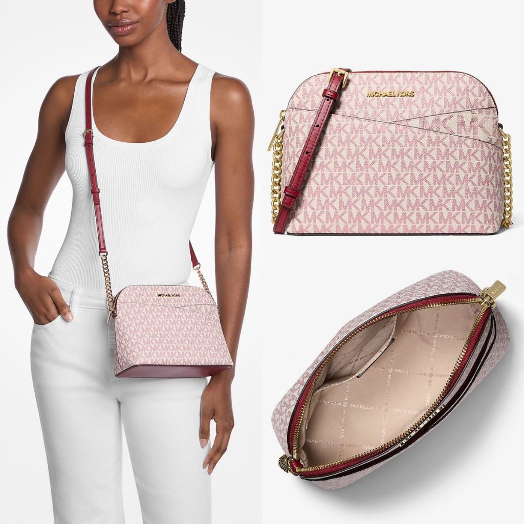 mk jet set travel dome crossbody cherry multi