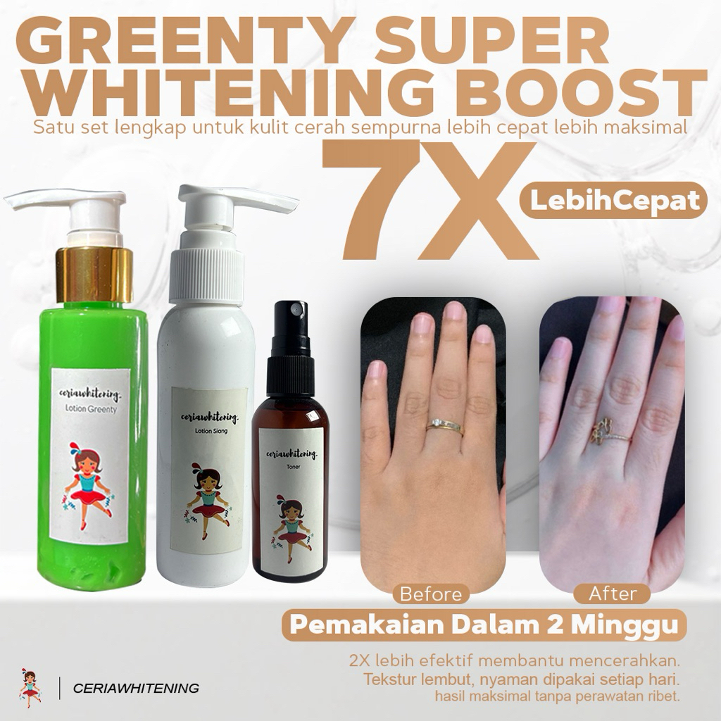 PAKET GREENTY CERIAWHITENING | Lotion Malam Pemutih Badan Ampuh-Hb Dosting Dosis Tinggi | Pemutih Ba