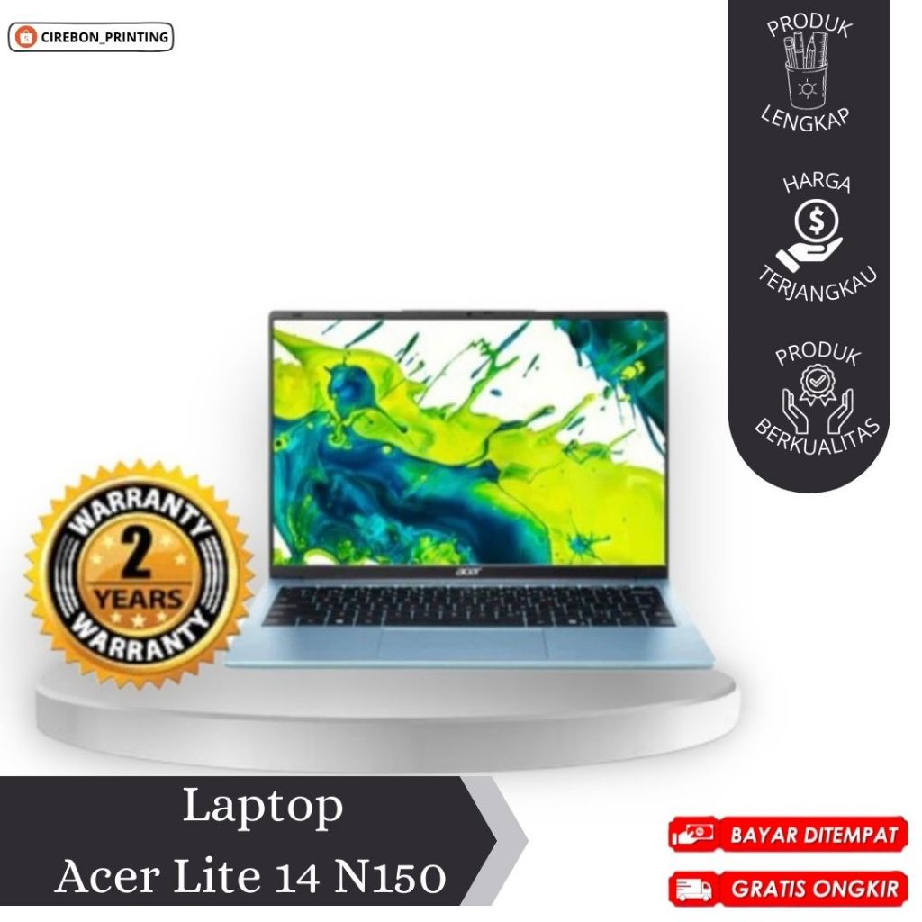 LAPTOP ACER LITE 14 / LAPTOP ACER INTEL N150 / LAPTOP ACER ORI / RAM 8GB STORAGE 256GB / CIREBON