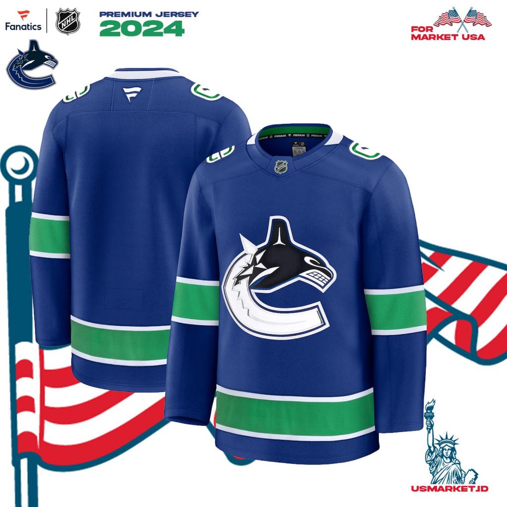 Kaos Jersey Fanatics Hockey NHL Men's Vancouver Canucks Fanatics Royal Home Premium Jersey