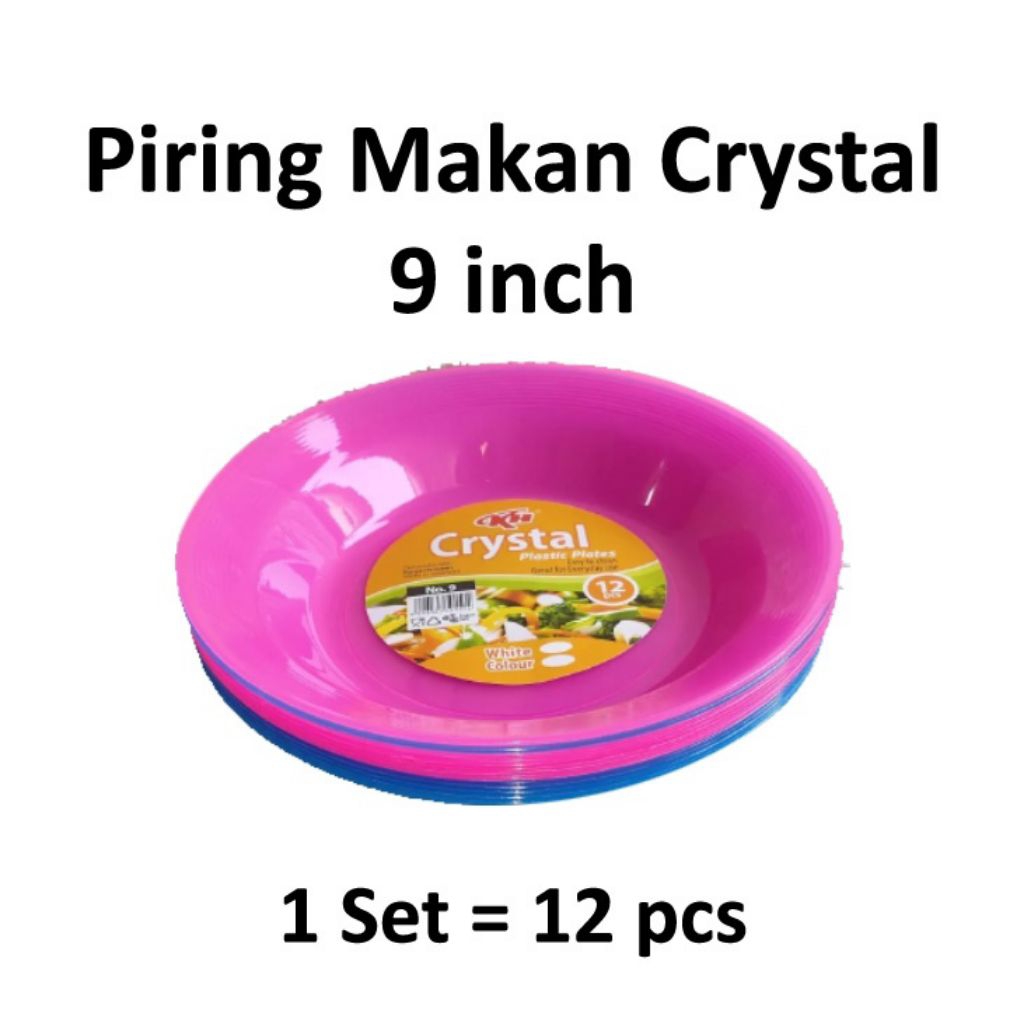 Cod piring KH 12 pcs/piring warna crystal plastik/piring makan/piring kue