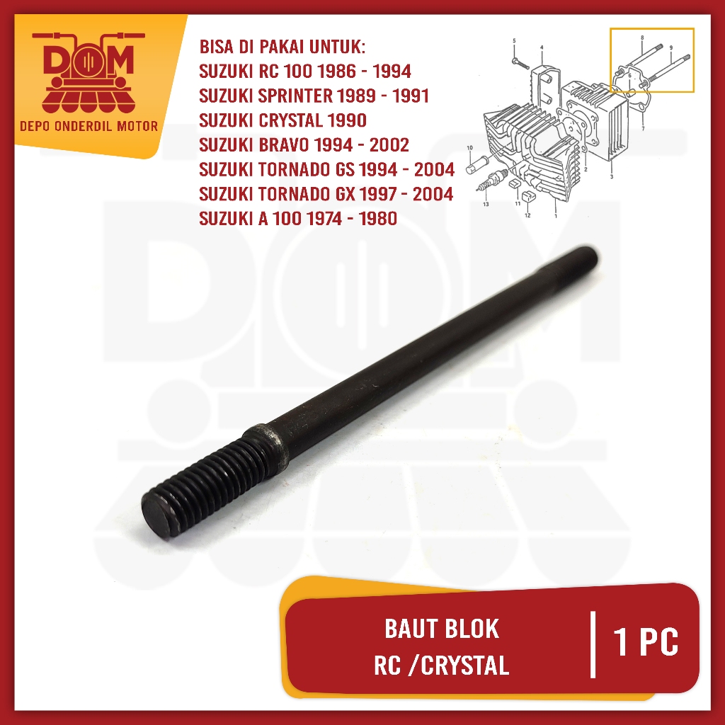 Baut Blok RC (PSP) Baud Bolt Ancer Mesin Tusuk Sate Silinder Cylinder Block Blok Seher