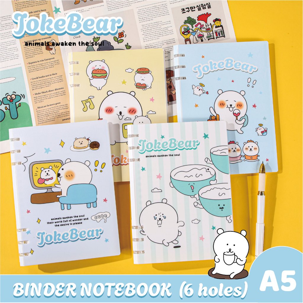 Buku Binder Ultra-Tipis Seri Kartun JokeBear Lelucon Tahan Air Dan Tahan Aus Sampul PP Buku Catatan 
