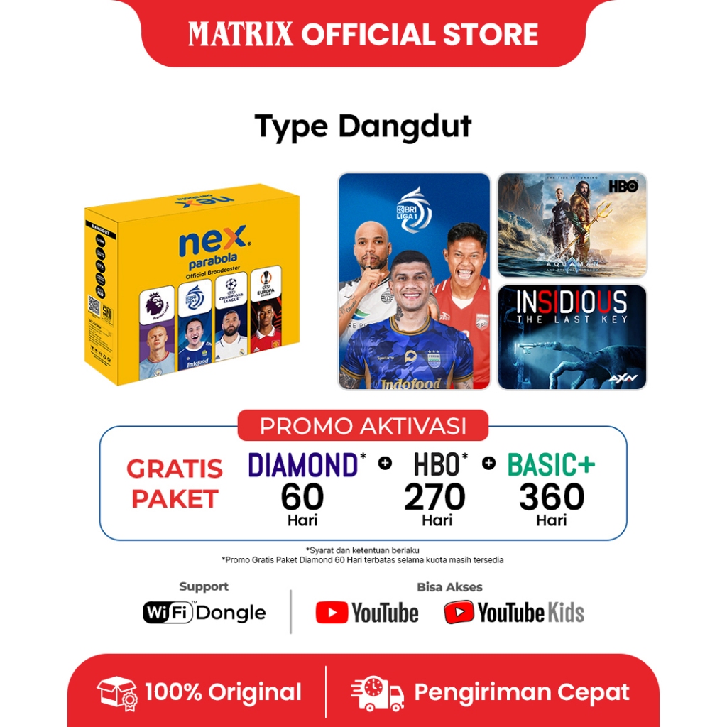 Receiver Nex Parabola HD Type Kuning - Gratis Paketan Nonton 1 Tahun