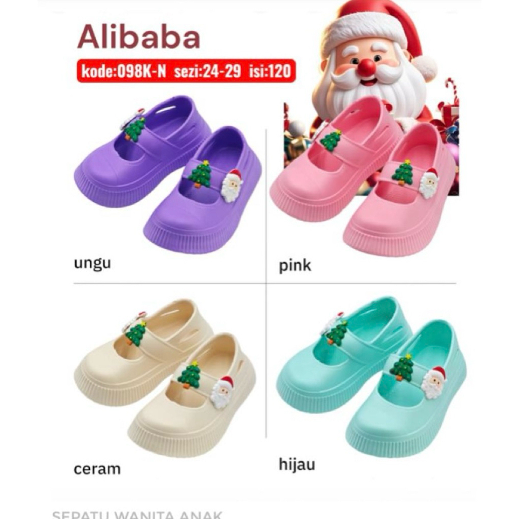 SEPATU ANAK CEWEK ALIBABA CRISMES SANTA NATAL ANTI AIR ANTI SLIP