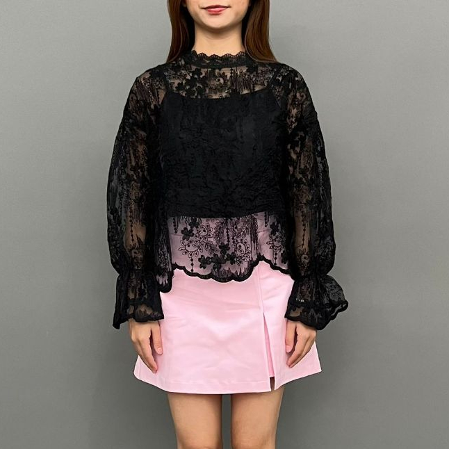 Magnolia Collection Atasan Wanita Lace Blouse Brokat Hitam