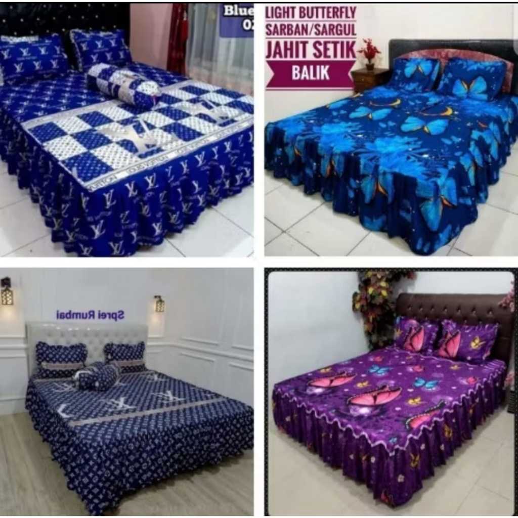 Sprei Rumbai Karakter Bunga Ukuran 180x200 160x200 120x200 Free 2 sarung bantal 2 sarung guling